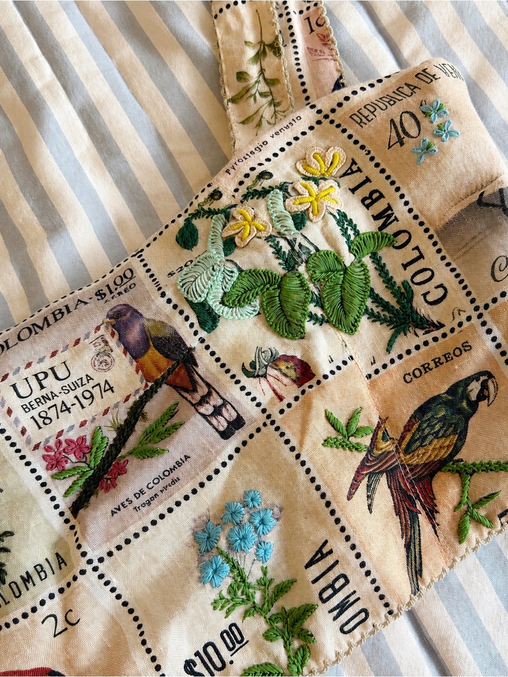 Agua by Agua Bendita Beige Floral & Bird Stamp Print Two-Piece Set - Picture 4 of 6